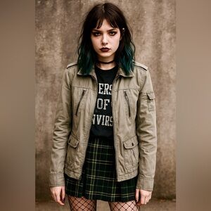 American Eagle Outfitters Jacket Beige Long Sleeve Button Up Women's Sz M